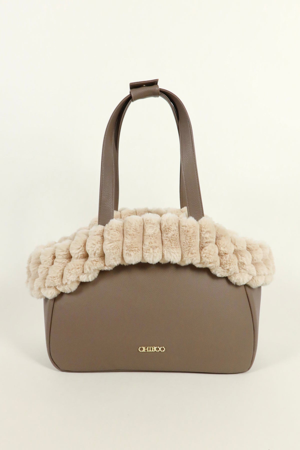 Mirel Striped Set - Reisetasche für Hunde Latte + 1 herausnehmbares, wendbares Innenfutter