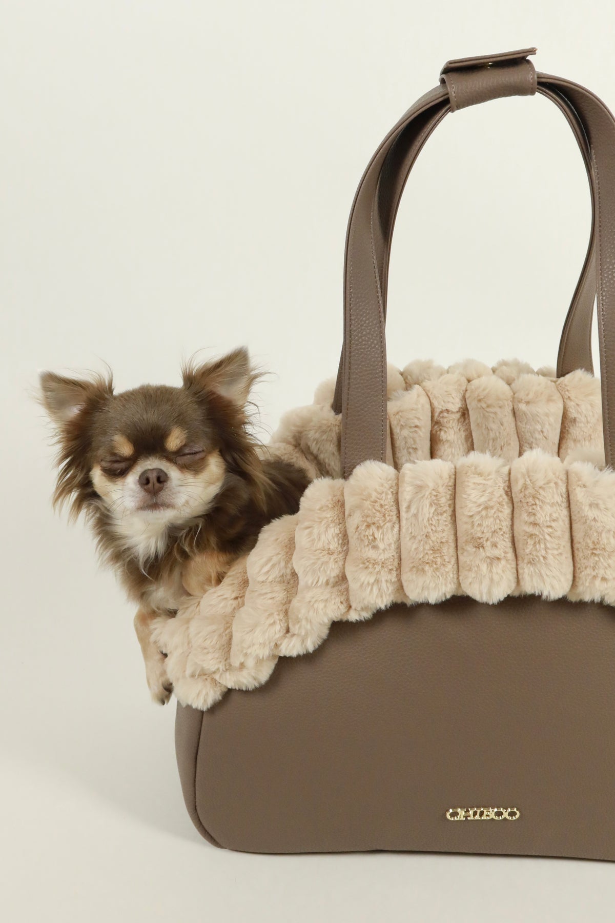Ensemble Mirel Striped - sac de voyage pour chien Latte + 1 intérieur amovible et réversible