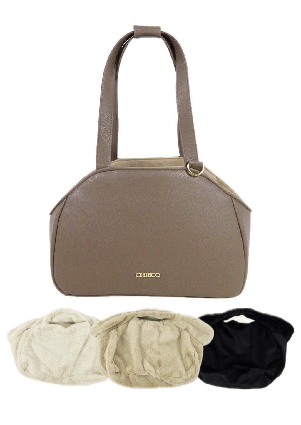 Mirel Smooth Set - Reisetasche für Hunde Latte + 1 herausnehmbares, wendbares Innenfutter
