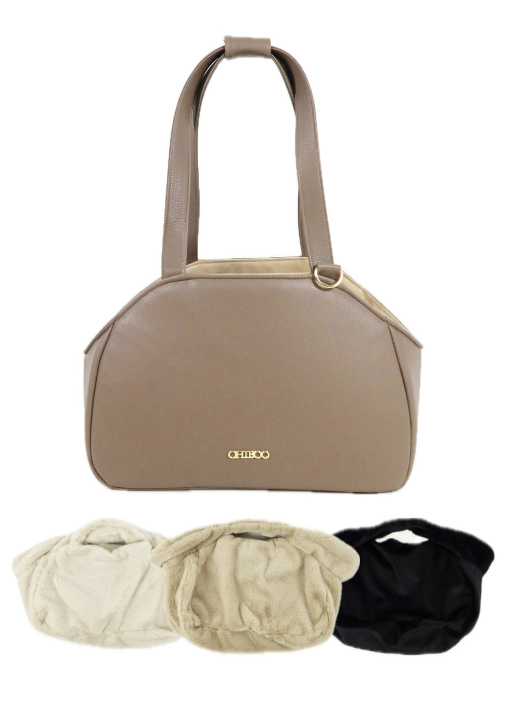 Mirel Smooth Set - Reisetasche für Hunde Latte + 1 herausnehmbares, wendbares Innenfutter