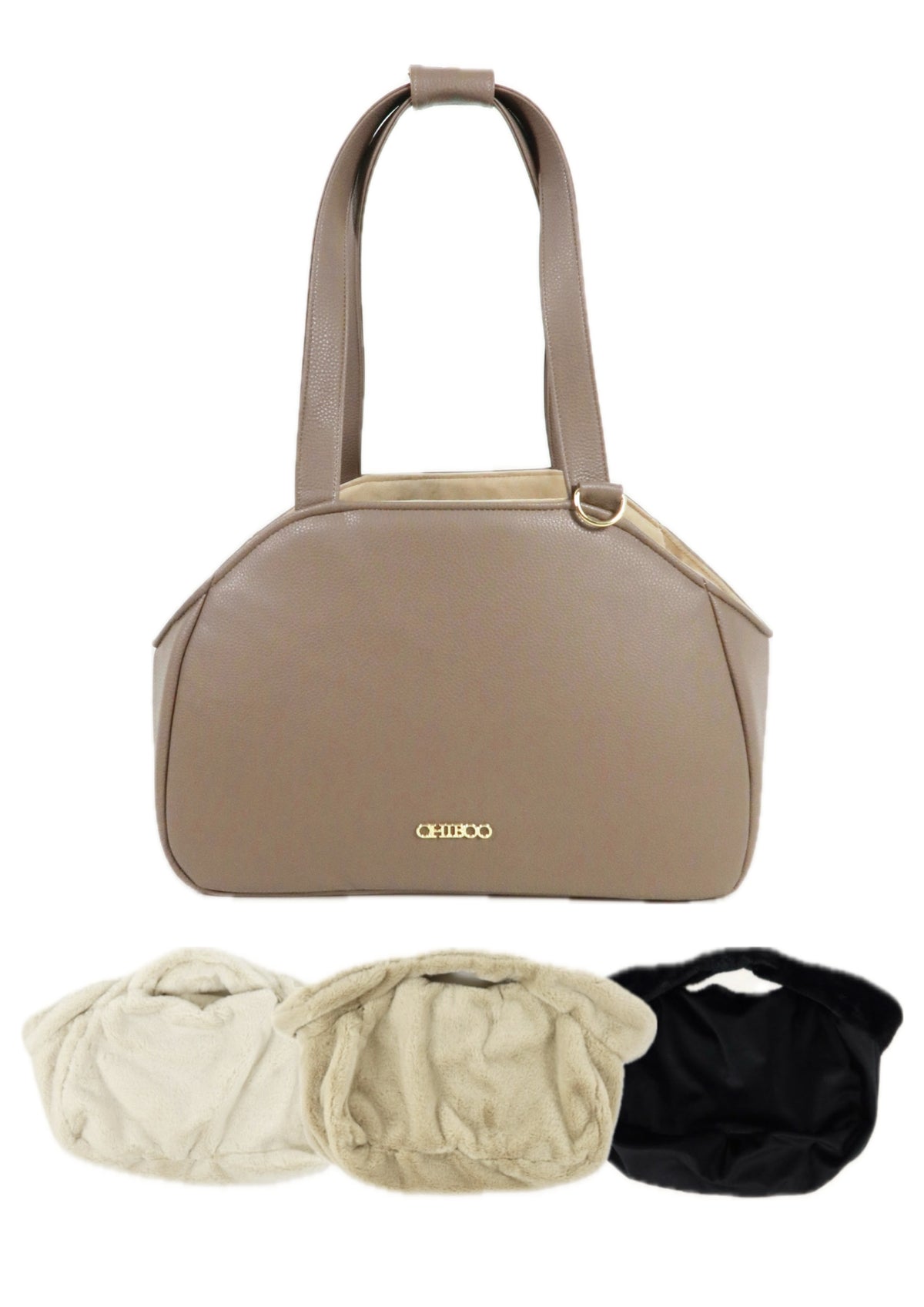 Mirel Smooth Set - Reisetasche für Hunde Latte + 1 herausnehmbares, wendbares Innenfutter
