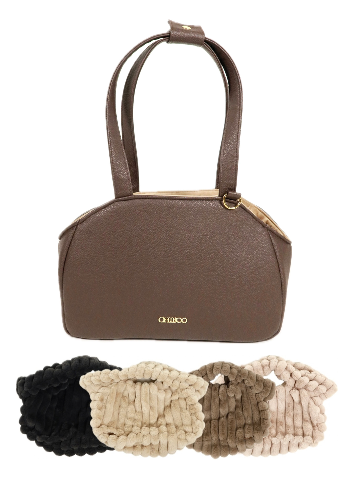 Zestaw Mirel Striped - torba podróżna dla psa Espresso + 1 wyciągane, dwustronne wnętrze