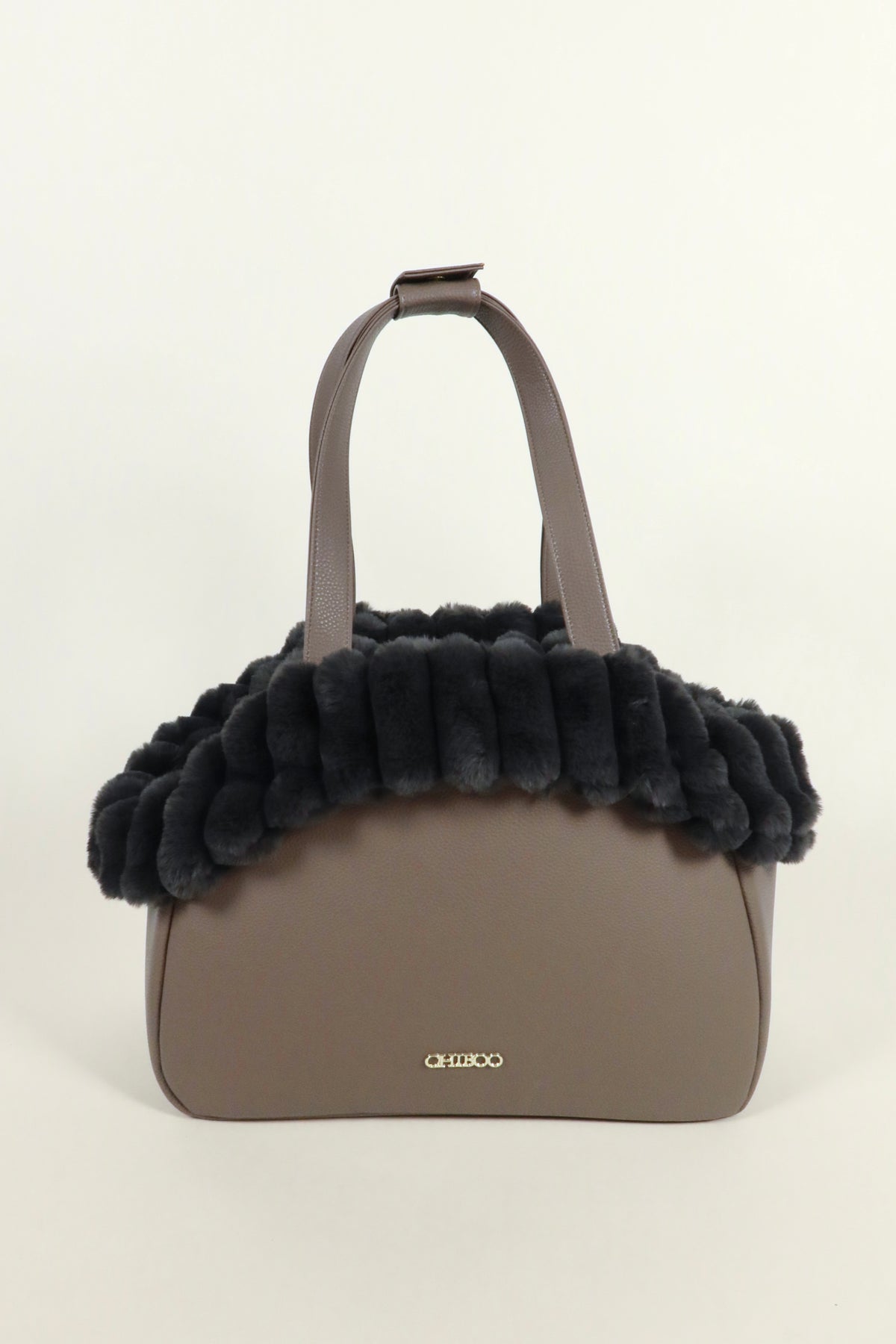 Mirel Striped Set - Reisetasche für Hunde Latte + 1 herausnehmbares, wendbares Innenfutter
